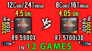 Ryzen 9 5900x vs Ryzen 7 5700x3D Test in 12 Games or R7 5700x3D vs R9 5900x [upl. by Best]