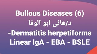 Dr Hany 🔹 Bullous Diseases 6 👉 Dermatitis herpetiforms🔸linear IgA🔸EBA 🔸 BSLE [upl. by Chip]