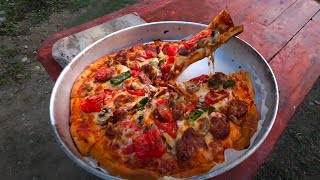 Epic Pizza Recipe Baked in the Garden Oven [upl. by Attolrac]