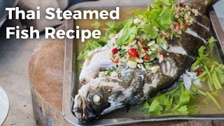 Thai Steamed Fish With Lime and Garlic Recipe ปลากะพงนึ่งมะนาว [upl. by Prosser]