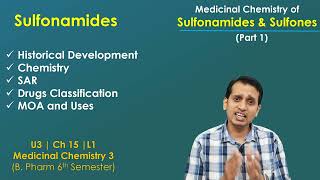 Sulphonamides Medicinal Chemistry Part 1 Chemistry SAR Mechanism of action of Sulfonamide [upl. by Julius]