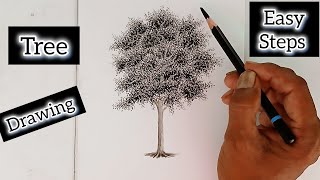 How to draw a tree by dots method with pencil [upl. by Arv520]