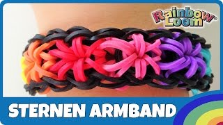 RainbowLoom SternenArmband  deutsche Anleitung [upl. by Wincer]