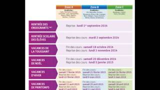 calendrier scolaire 2014  2015  rentrée des classes et vacances [upl. by Alilak]