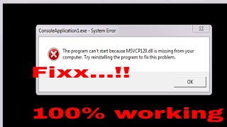 How To Fix msvcp120dll Missing Error 100 Working  Windows 1087 2017 Tutorial [upl. by Thinia779]