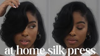 how to silk press natural hair  salon results at home  tramsue [upl. by Eppilihp]