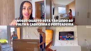 TERMINAMOS O PAINEL DO QUARTO  CORTINA NO LUGAR  COMPRAMOS UMA TV GIGANTE [upl. by Arden]