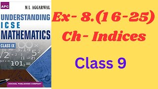 Indices class 9ex8ml aggarwal icse math [upl. by Brendis]