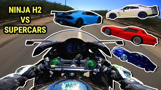 Ninja H2 vs The Fastest Cars on Earth 🏍️🚗 [upl. by Leumel]