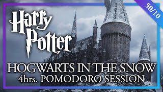 ❄️HOGWARTS IN THE SNOW❄️ 4h Harry Potter Pomodoro Session  Hogwarts Ambience Harry Potter ASMR [upl. by Winikka]