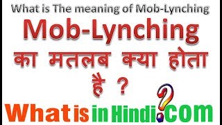 Mob Lynching का मतलब क्या होता है  What is the meaning of Mobile Lynching in Hindi  MobLynching [upl. by Dimmick]