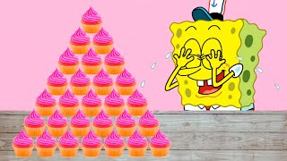 SpongeBob vs 100 Cupcakes Mukbang Animation [upl. by Ronacin]