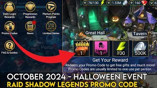 Halloween Promo Code  October 2024  Raid Shadow Legends Guide [upl. by Fitting]