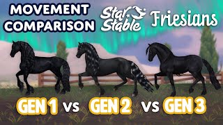 Comparison of all Friesian models  Side by side gaits  Star Stable Online⭐️ [upl. by Ainnet]