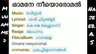 ഓമനേ നീയൊരോമൽ ഭാവ omane nee oromal Karaoke singing with Lirics SingerMuhammed NajeebAS [upl. by Ungley]