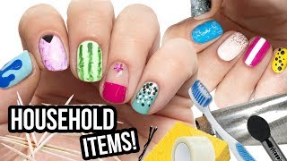 10 Nail Art Designs Using HOUSEHOLD ITEMS  The Ultimate Guide 9 [upl. by Netsriik]