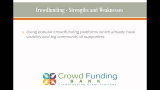 Crowdfunding Strengths And Weaknesses SWOT Analysis [upl. by Nare]