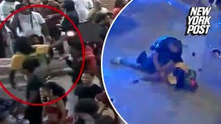 Moment gunman opened fire at Orlando Halloween celebration before being taken down by hero cop [upl. by Eniawd]