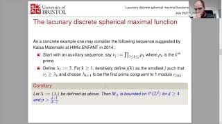 Kevin Hughes Lacunary discrete spherical maximal functions [upl. by Eilzel]