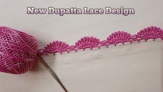 Easy dupatta neck and sleeves lace design New crochet lace pattern Qureshia ki lace design [upl. by Nisior131]