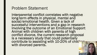 Research Proposal Emotional Support Animals for Children with Interparental Conflict [upl. by Nylra39]