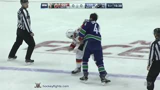 Travis Hamonic vs Erik Gudbranson Oct 3 2018 [upl. by Idmann]