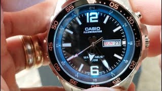 CASIO MTD1079D1A3V Diver Style Mens Super Blue LED Illuminator Watch Day Date 100 Meter 5 26 18 [upl. by Oilerua]