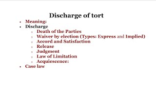 Discharge of tort  Discharge of tortuous liability  Discharge of tort in hindi [upl. by Ekihc]