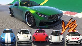 GTA 5  Top Speed Drag Race Benefactor Schlagen GT vs Pariah Itali GTO Elegy Neon Massacro [upl. by Eldridge]