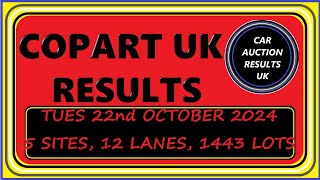 COPART UK AUCTION RESULTS FOR TUES 221024 [upl. by Dragone200]