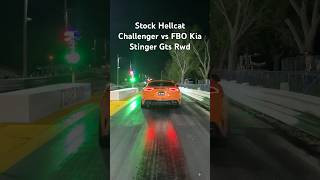 Fbo Kia Stinger Gts Rwd vs Hellcat Challenger  Drag race [upl. by Etnohc]