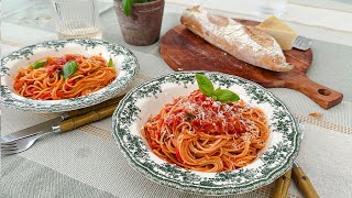 Spaghetti with Marinara Sauce Simple home cooking [upl. by Adnilav]