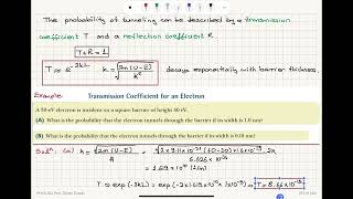 Week 113 Transmission Coefficient For an Electron [upl. by Neened]