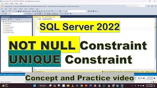 SQL NOT NULL Constraint and UNIQUE Constraint  SQL Server 2022 Tutorial  Hindi [upl. by Laktasic182]