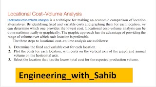 Locational Cost Volume analysis Method of Evaluation Location Alternatives [upl. by Agrippina768]