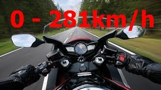 Honda VFR1200F  Acceleration 0281kmh amp Startup amp Exhaust Sound amp Burnout amp Top Speed [upl. by Bascomb]