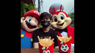 Mario and Jollibee Eating Fries in Cavite Dasma [upl. by Zoe]