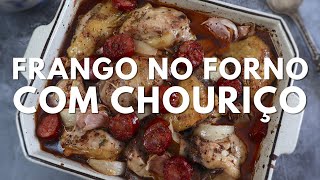 Frango no forno com chouriço  Food From Portugal [upl. by Norvan]