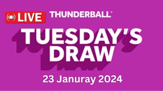 Thunderball draw live results tonight Tuesday 23 Jan 2024  thunderball live tonight draw [upl. by Annaicul75]