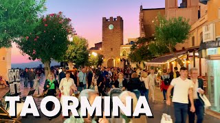 Taormina Italy Evening Walk  4K UHD  with Captions Sicily [upl. by Cuda631]