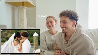 REACTING TO OUR WEDDING VIDEOS 1 YEAR LATER SO EMOTIONAL [upl. by Ennayoj]