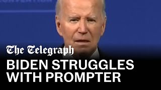 Biden struggles to read from teleprompter as he mistakes new policy [upl. by Trude]