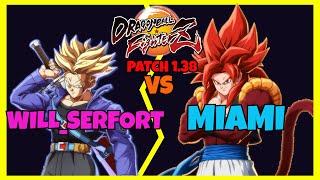 DBFZ  WILLSERFORT vs MIAMI gameplays Blue Goku Cell Trunks vs Gogeta 4 SSJ Gokt Majin Buu [upl. by Bremen]