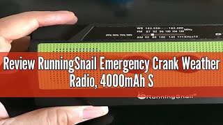 Review RunningSnail Emergency Crank Weather Radio 4000mAh Solar Hand Crank Portable AMFMNOAA wit [upl. by Nidla]