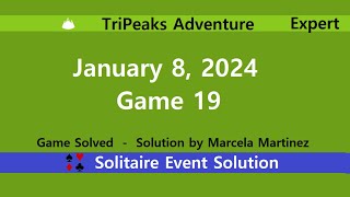 TriPeaks Adventure Game 19  January 8 2024 Event  Expert [upl. by Kaleb]