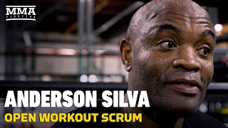 Anderson Silva Open Workout Scrum Before Julio Cesar Chavez Jr Boxing Match  MMA Fighting [upl. by Kcira]