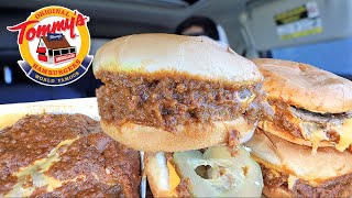 MUKBANG EATING CHILLI CHEESE BURGERS CHILLI CHEESE FRIES FROM TOMMYS ORIGINAL BURGER ASMR [upl. by Anoynek]