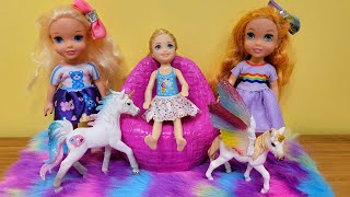 Grocery store play with Chelsea  Elsa amp Anna toddlers  Barbie dolls  shopping [upl. by Ivetts423]