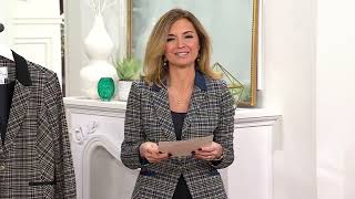 Tailored by Susan Graver Jacquard Knit Blazer with Faux Suede Trim on QVC [upl. by Gravante616]