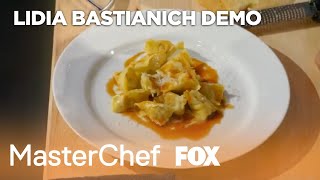 Lidia Bastianich Demonstrates How To Make The Perfect Agnolotti  MASTERCHEF [upl. by Annirok696]